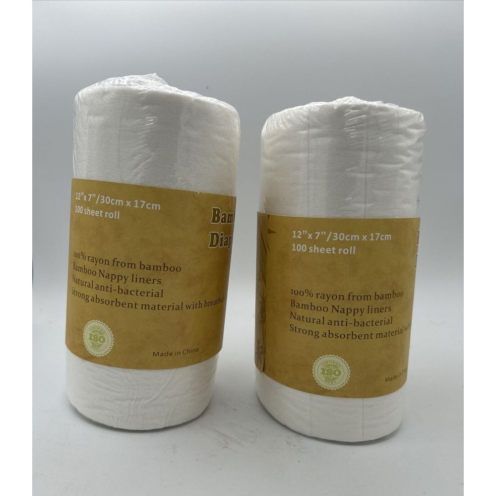 Blue‎ Snail Bamboo Diaper Liners Unscented(lot of 2) 12 x 7  100 Sheets Per Roll - Picture 2 of 6